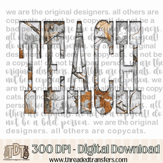 Teach Gray Camo Digital Design Download (PNG Format - no product shipped)