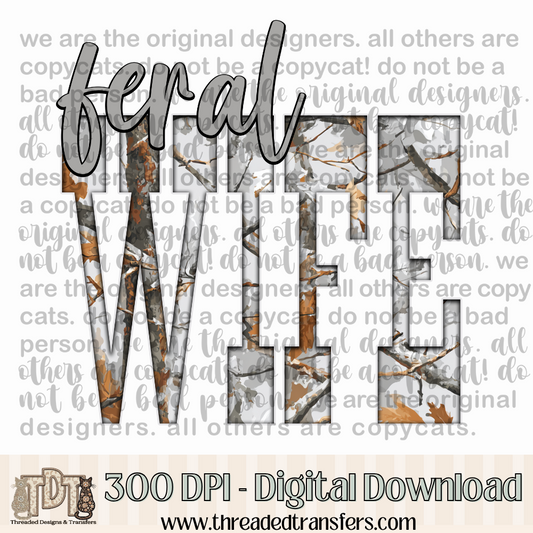 Feral Wife Gray Camo Digital Design Download (PNG Format - no product shipped)