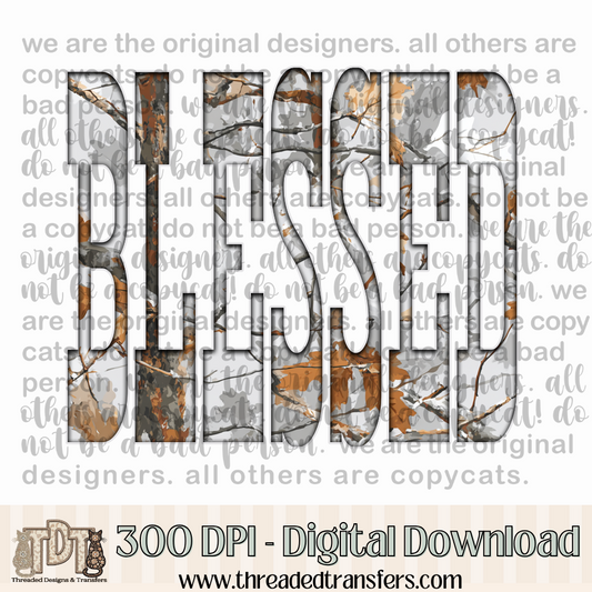 Blessed Gray Camo Digital Design Download (PNG Format - no product shipped)