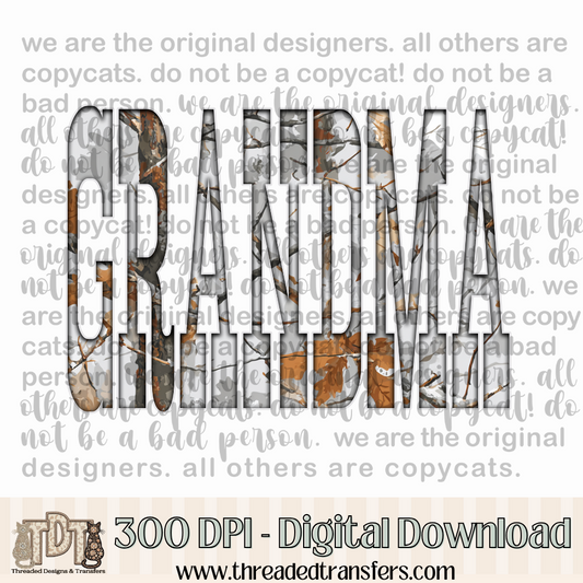 Grandma Gray Camo Digital Design Download (PNG Format - no product shipped)