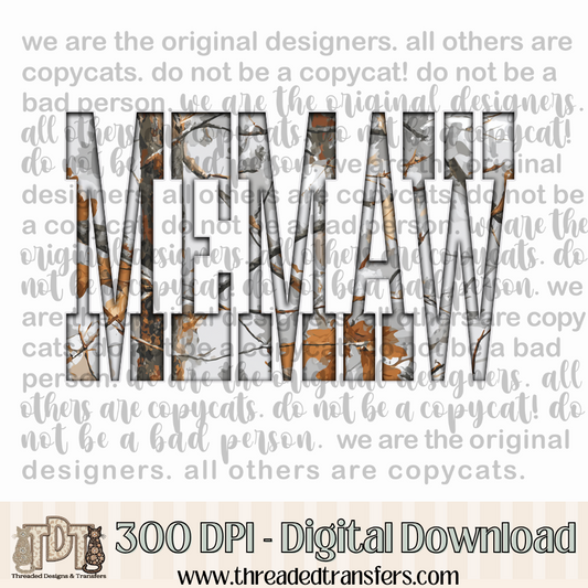Memaw Gray Camo Digital Design Download (PNG Format - no product shipped)