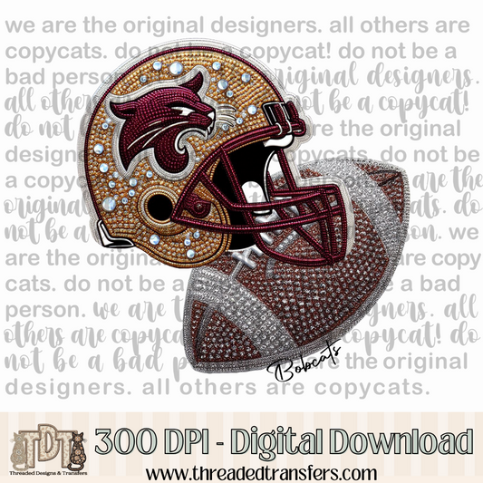 Bobcats Helmet Digital Design Download (PNG Format - no product shipped)