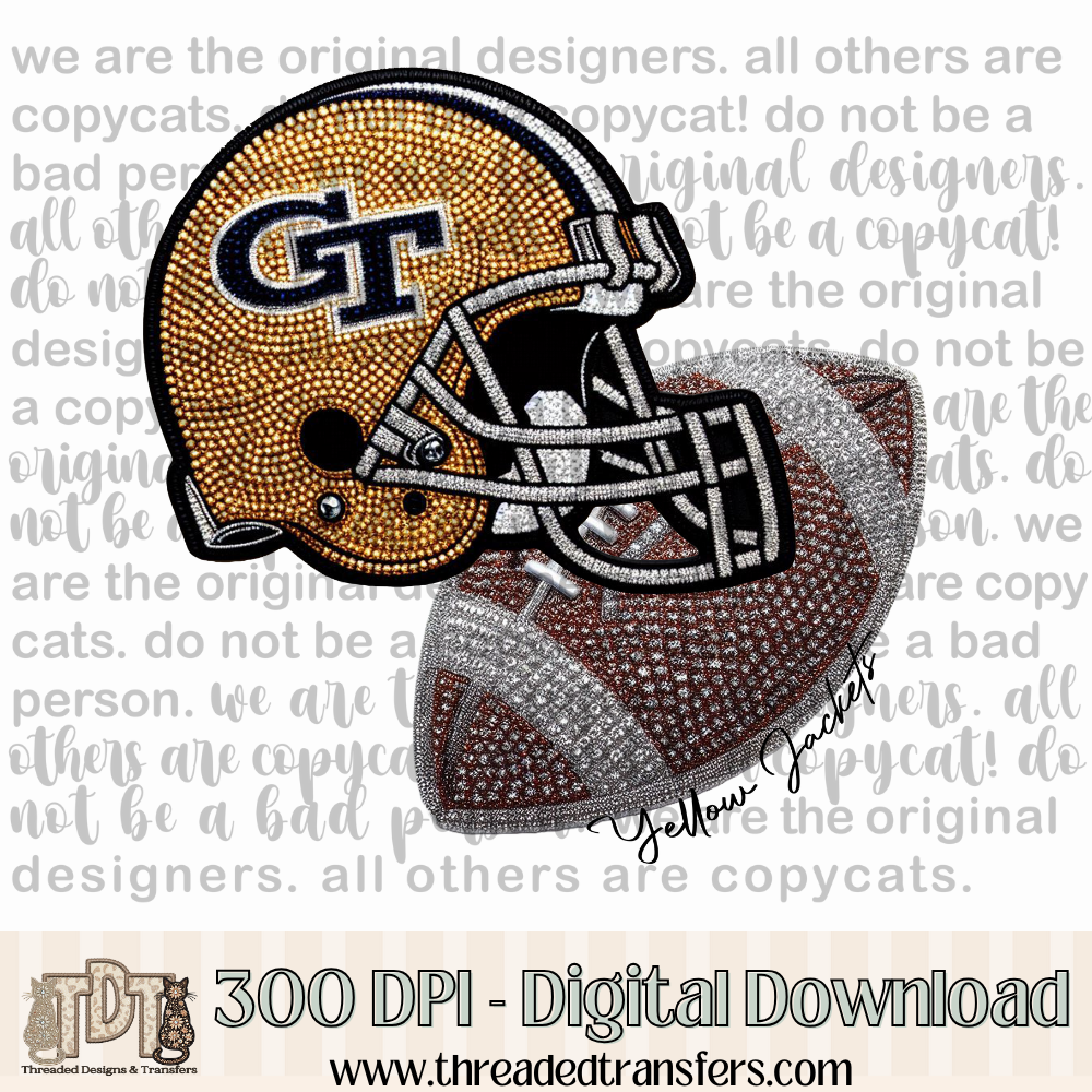 Yellow Jackets Helmet Digital Design Download (PNG Format - no product shipped)