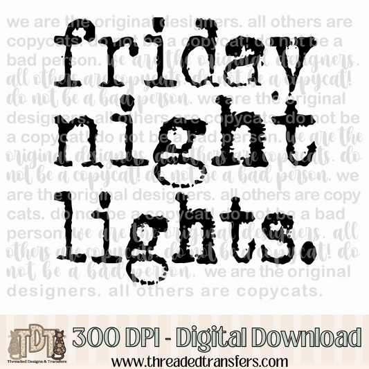 Friday Night Lights Typography Digital Design Download (PNG Format - no product shipped)
