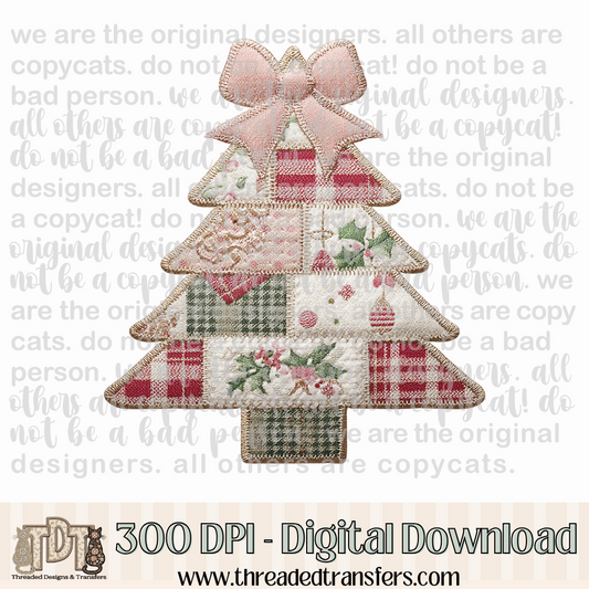 Christmas Tree Patchwork Digital Design Download (PNG Format - no product shipped)