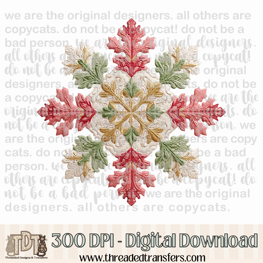 Snowflake Patchwork Digital Design Download (PNG Format - no product shipped)