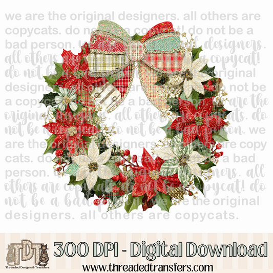 Wreath Patchwork Digital Design Download (PNG Format - no product shipped)