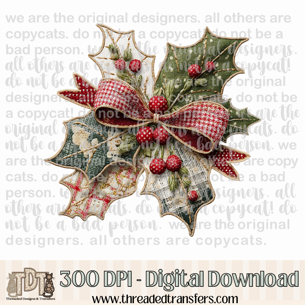 Mistletoe Patchwork Digital Design Download (PNG Format - no product shipped)