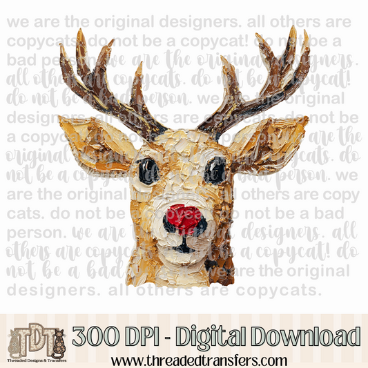 Reindeer Hand Painted Digital Design Download (PNG Format - no product shipped)