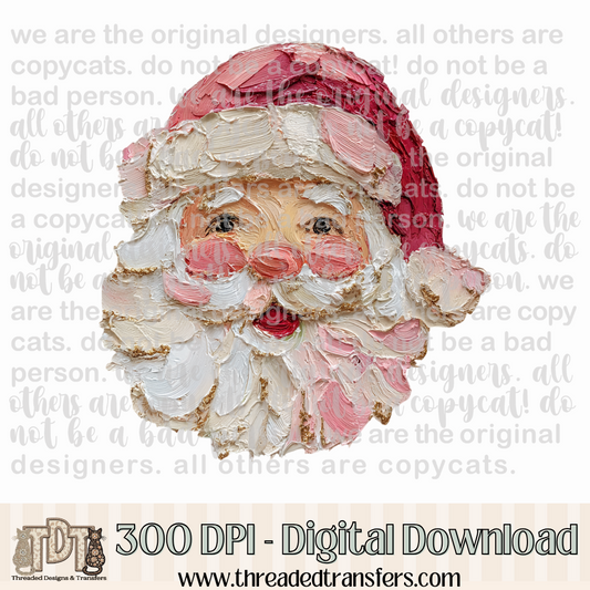 Santa Hand Painted Digital Design Download (PNG Format - no product shipped)
