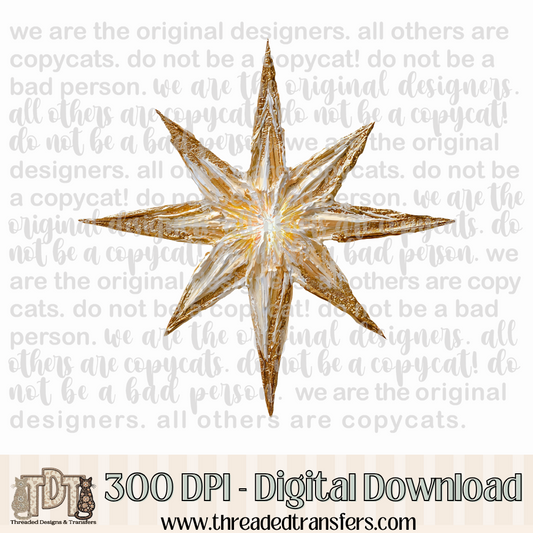 Star of Bethlehem Hand Painted Digital Design Download (PNG Format - no product shipped)