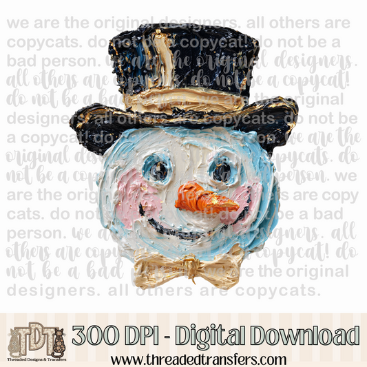Snowman Hand Painted Digital Design Download (PNG Format - no product shipped)