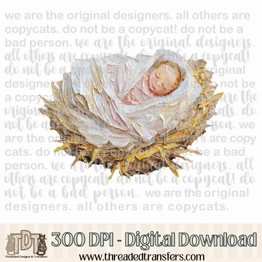 Baby Jesus Hand Painted Digital Design Download (PNG Format - no product shipped)
