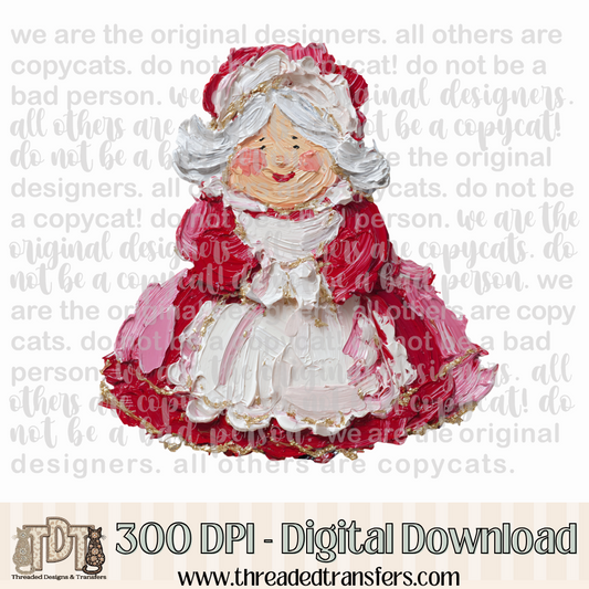 Sweet Mrs. Claus Hand Painted Digital Design Download (PNG Format - no product shipped)