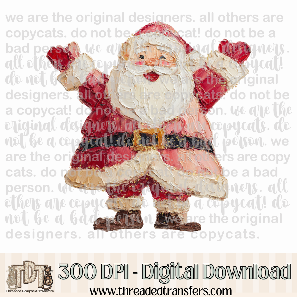 Happy Santa Hand Painted Digital Design Download (PNG Format - no product shipped)