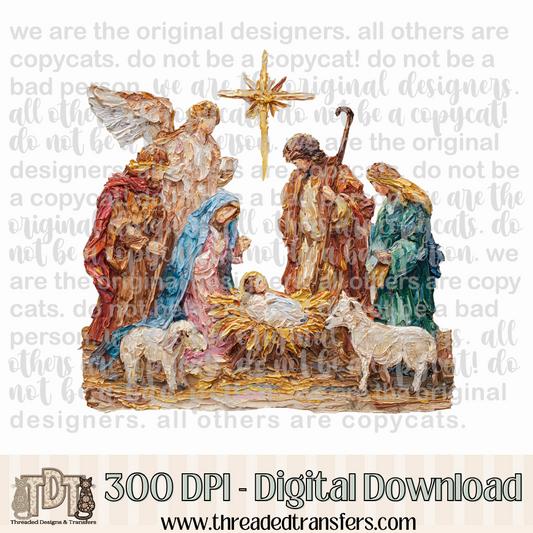 Nativity Scene Hand Painted Digital Design Download (PNG Format - no product shipped)