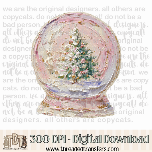 Snow Globe Hand Painted Digital Design Download (PNG Format - no product shipped)