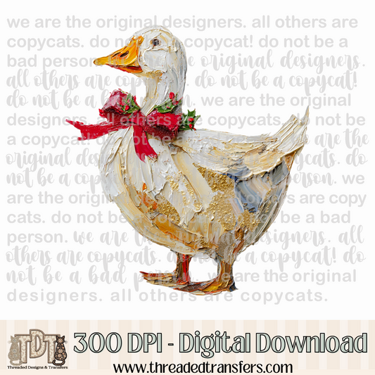 Christmas Goose Hand Painted Digital Design Download (PNG Format - no product shipped)