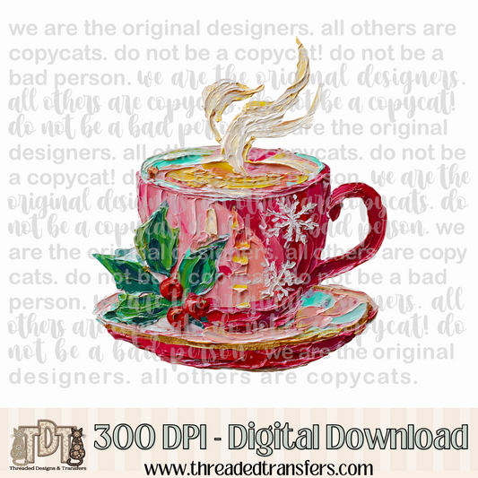 Christmas Coffee Hand Painted Digital Design Download (PNG Format - no product shipped)