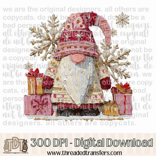 Christmas Gnome Hand Painted Digital Design Download (PNG Format - no product shipped)