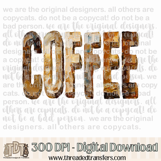Coffee Hand Painted Digital Design Download (PNG Format - no product shipped)