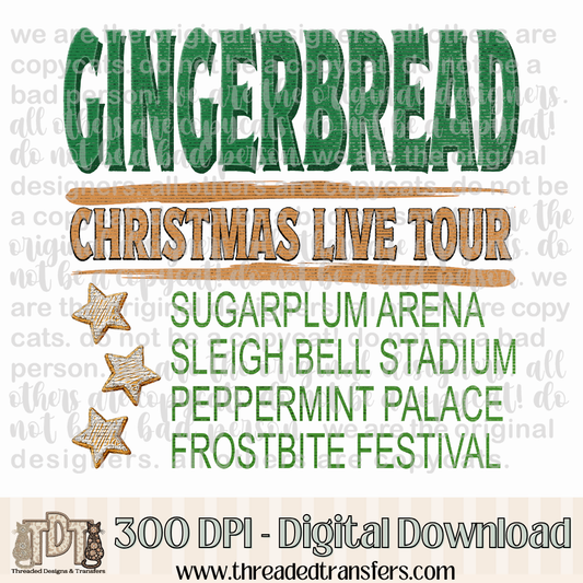 Gingerbread Christmas Tour Back Digital Design Download (PNG Format - no product shipped)