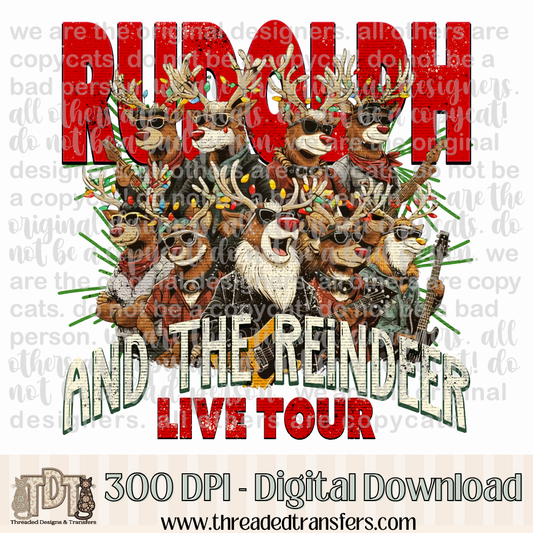 Reindeer Live Tour Front Digital Design Download (PNG Format - no product shipped)