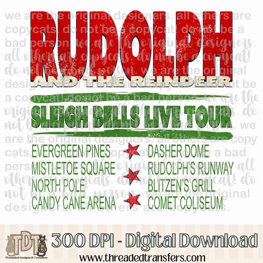 Reindeer Live Tour Back Digital Design Download (PNG Format - no product shipped)