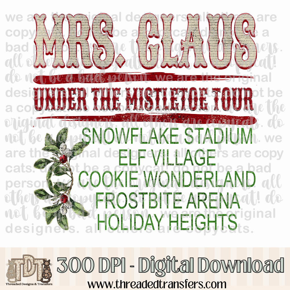Mrs. Claus Live Tour Back Digital Design Download (PNG Format - no product shipped)