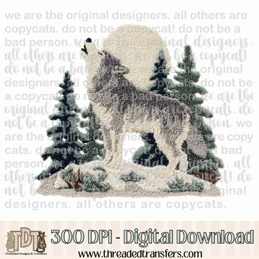 Winter Wolf Latch Hook Yarn Digital Design Download (PNG Format - no product shipped)
