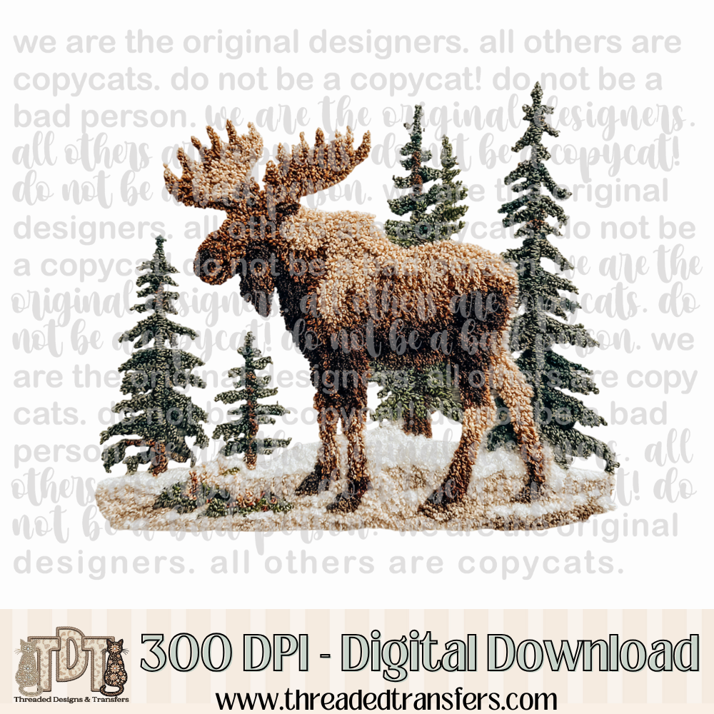 Winter Moose Latch Hook Yarn Digital Design Download (PNG Format - no product shipped)