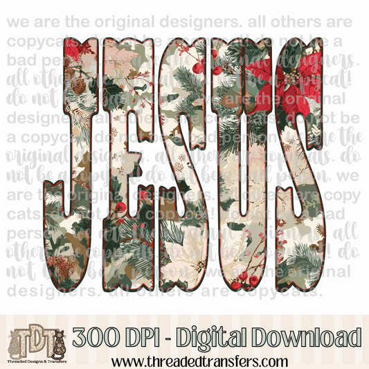 Jesus Christmas Camo Design Digital Design Download (PNG Format - no product shipped)
