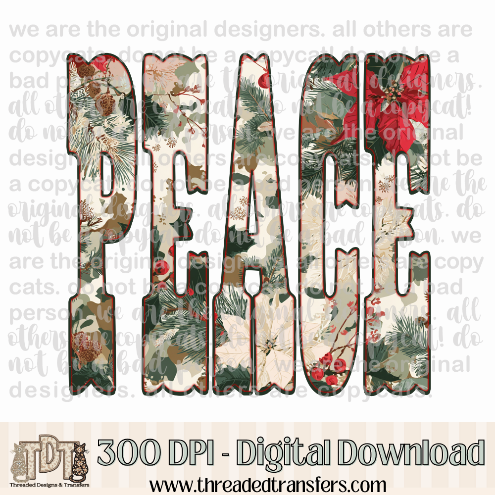 Peace Christmas Camo Design Digital Design Download (PNG Format - no product shipped)