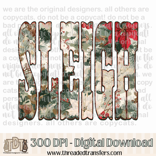 Sleigh Christmas Camo Design Digital Design Download (PNG Format - no product shipped)