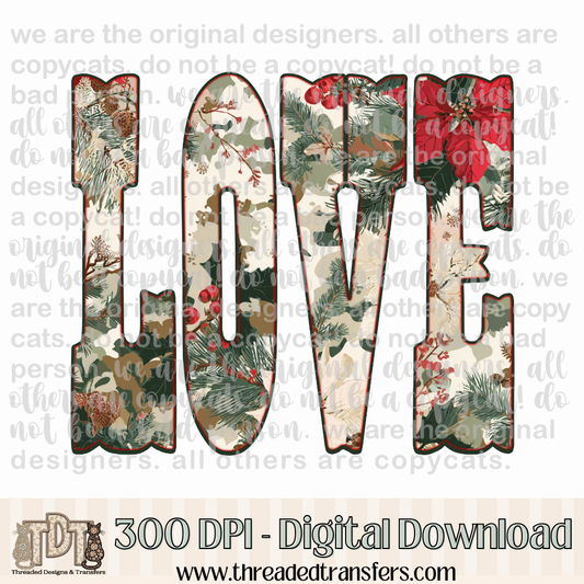 Love Christmas Camo Design Digital Design Download (PNG Format - no product shipped)