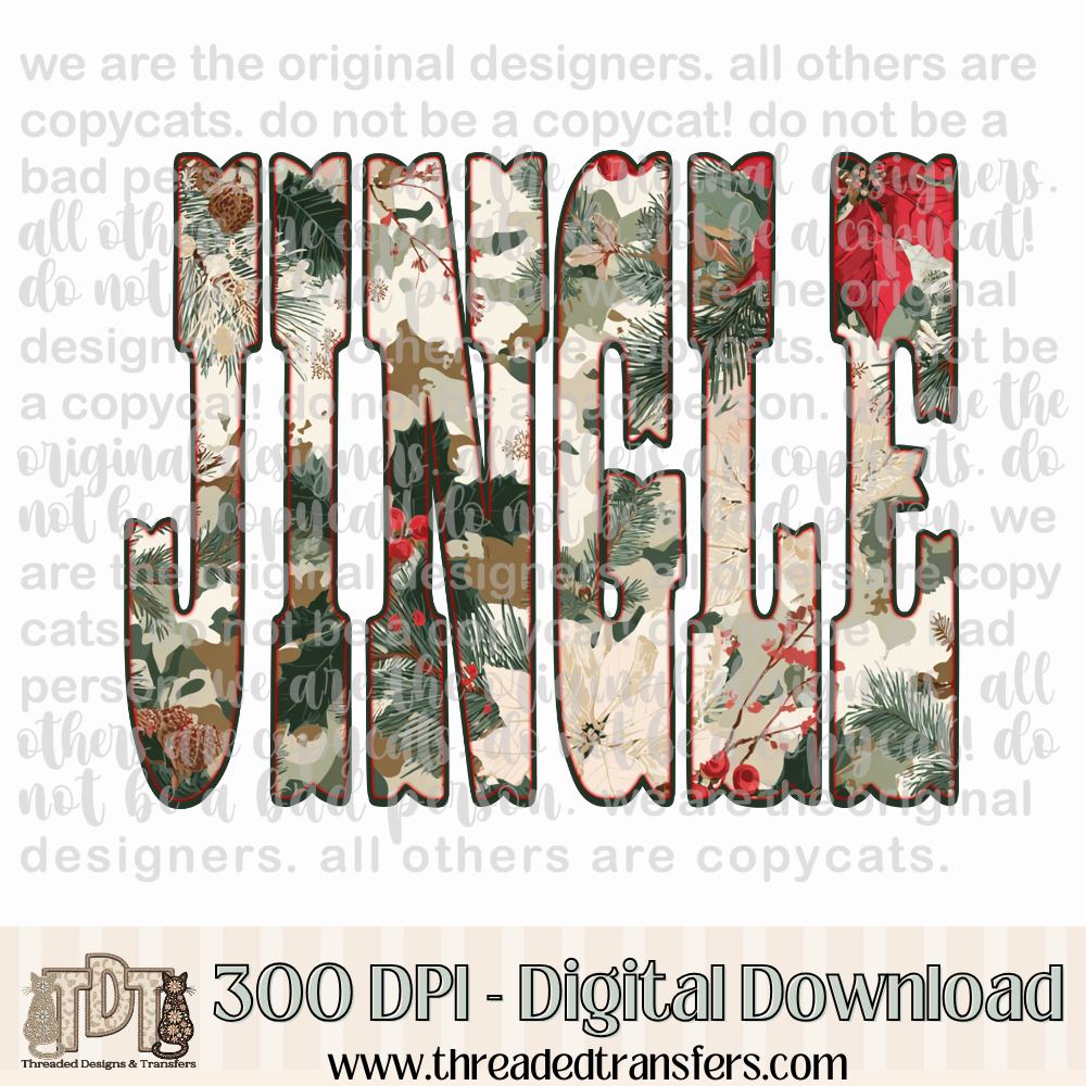 Jingle Christmas Camo Design Digital Design Download (PNG Format - no product shipped)