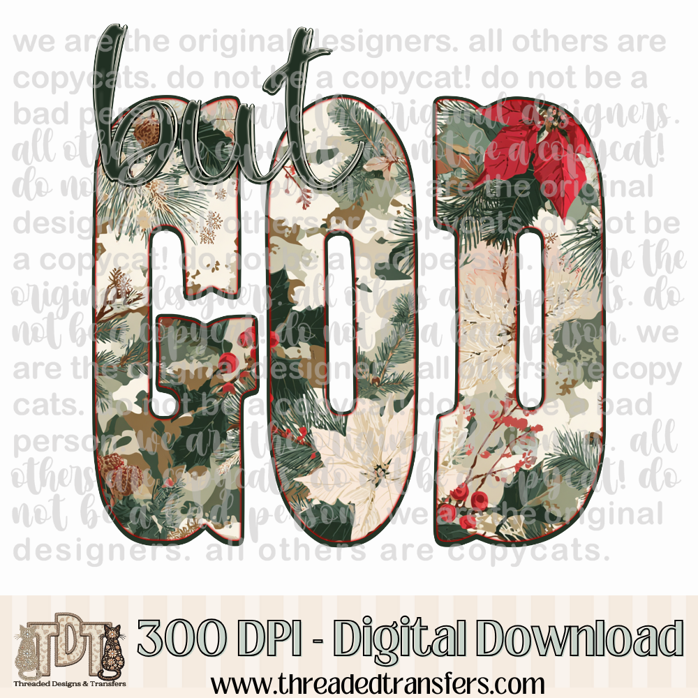 But God Christmas Camo Design Digital Design Download (PNG Format - no product shipped)