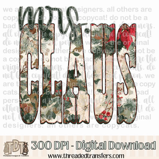 Mrs. Claus Christmas Camo Design Digital Design Download (PNG Format - no product shipped)