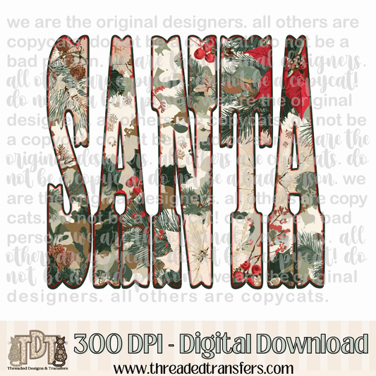 Santa Christmas Camo Design Digital Design Download (PNG Format - no product shipped)