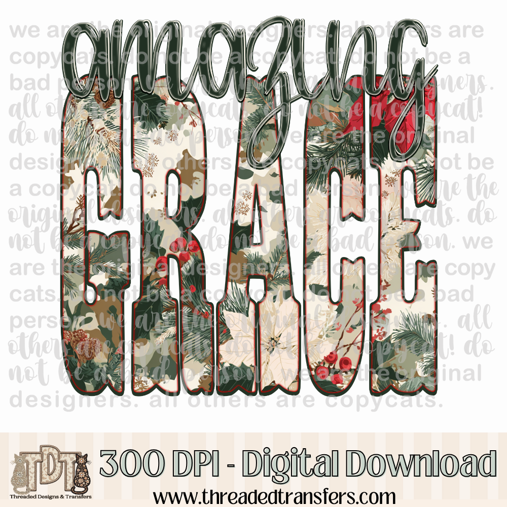 Amazing Grace Christmas Camo Design Digital Design Download (PNG Format - no product shipped)