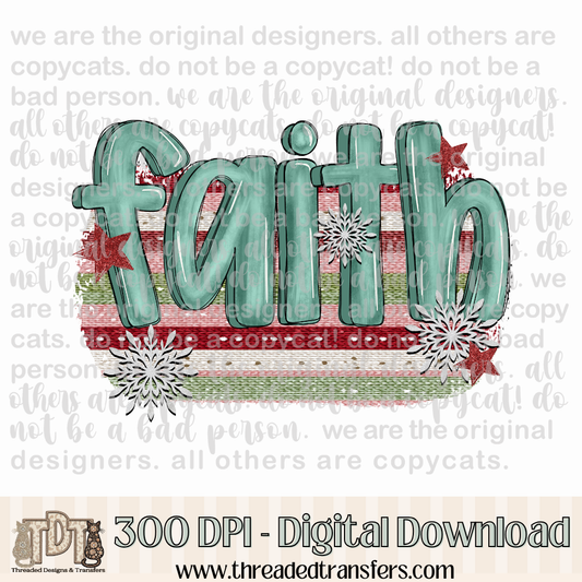 Faith Stripe Holiday Digital Design Download (PNG Format - no product shipped)
