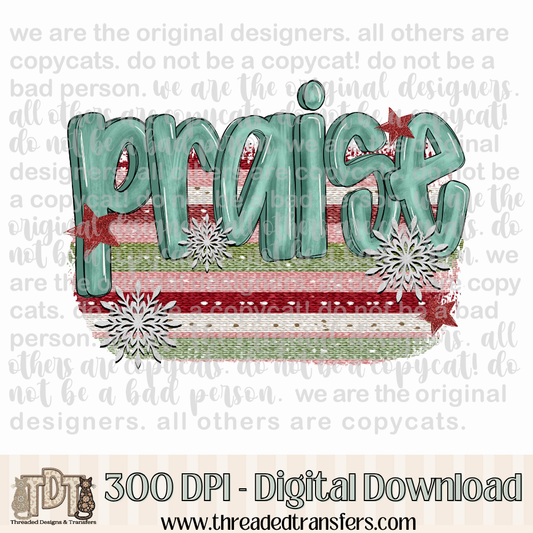 Praise Stripe Holiday Digital Design Download (PNG Format - no product shipped)