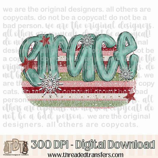 Grace Stripe Holiday Digital Design Download (PNG Format - no product shipped)