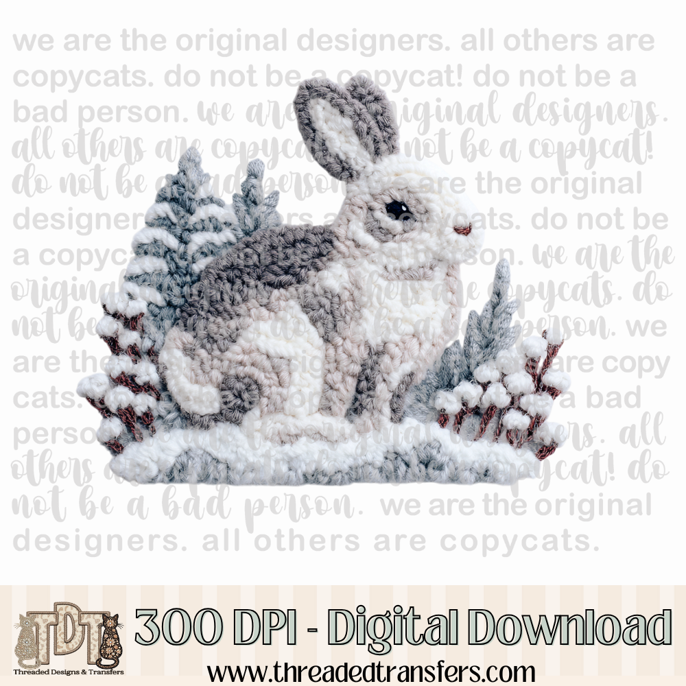Winter Bunny Latch Hook Yarn Digital Design Download (PNG Format - no product shipped)