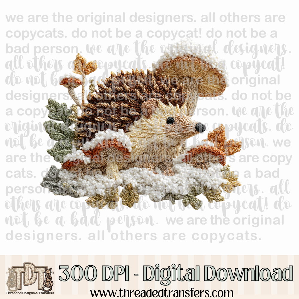 Winter Hedgehog Latch Hook Yarn Digital Design Download (PNG Format - no product shipped)