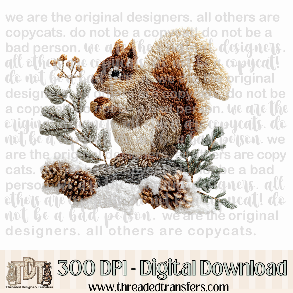 Winter Squirrel Latch Hook Yarn Digital Design Download (PNG Format - no product shipped)