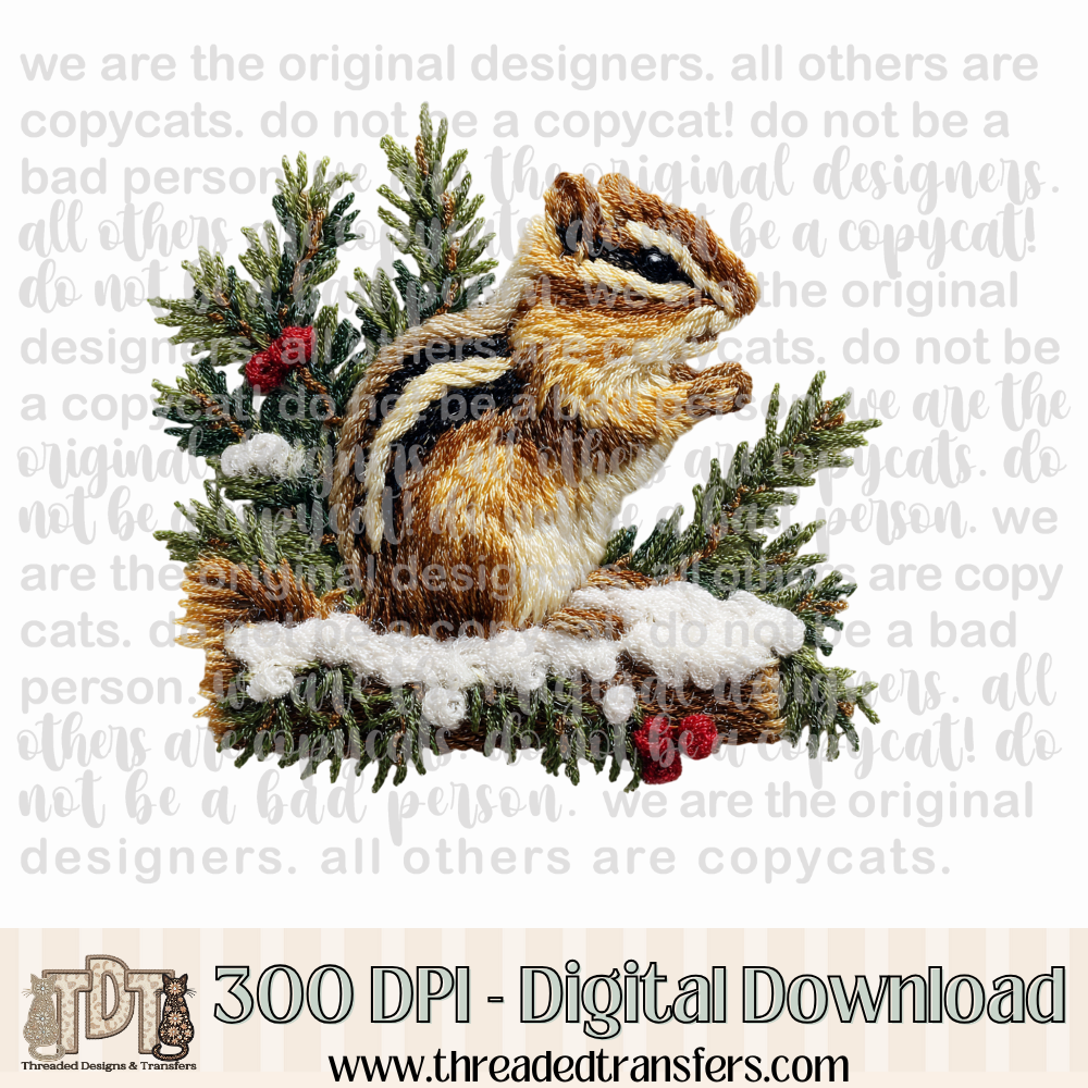 Winter Chipmunk Latch Hook Yarn Digital Design Download (PNG Format - no product shipped)