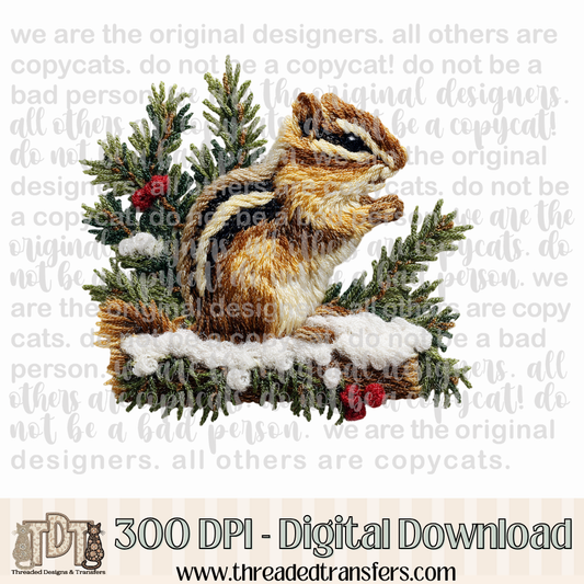Winter Chipmunk Latch Hook Yarn Digital Design Download (PNG Format - no product shipped)
