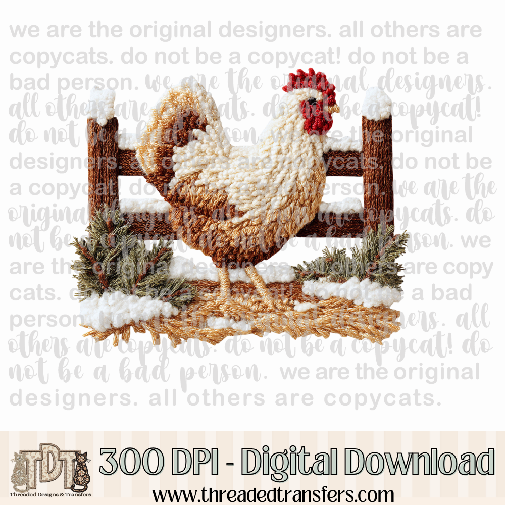 Winter Chicken Latch Hook Yarn Digital Design Download (PNG Format - no product shipped)