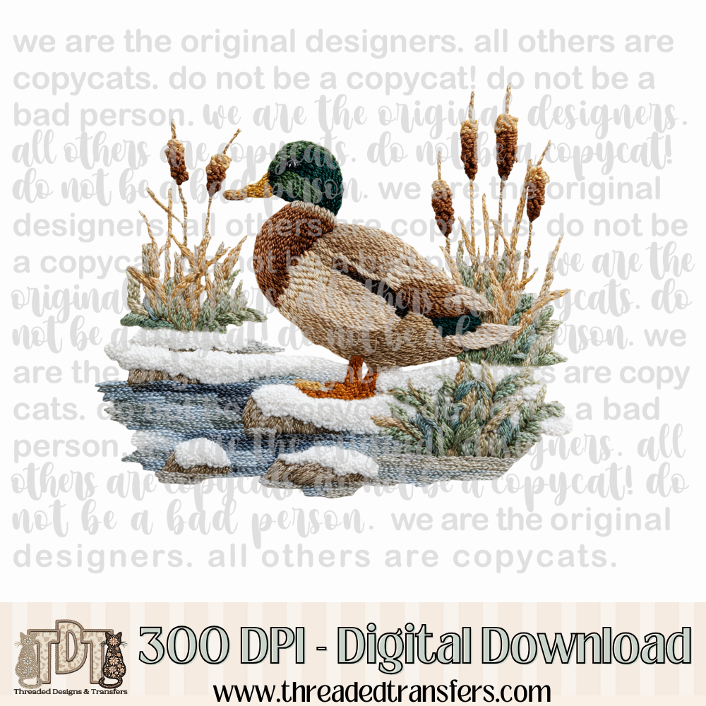 Winter Mallard Duck Latch Hook Yarn Digital Design Download (PNG Format - no product shipped)